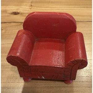 Vintage Strombecker Red Easy Chair 1:12 Scale Dollhouse Furniture